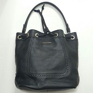 Cole Haan 100% Leather Drawstring Hobo Medium
